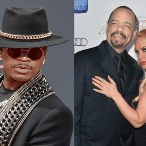 (L) Ne-Yo attends the 2022 BET Awards at Microsoft Theater (R) Actor Ice-T and TV pesonality Coco Austin attend the Academy of Television Arts & Sciences' 22nd Annual Hall of Fame Induction Gala at The Beverly Hilton Hotel