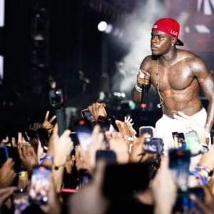 MIAMI GARDENS, FLORIDA - JULY 25: DaBaby performs on stage during Rolling Loud at Hard Rock Stadium on July 25, 2021 in Miami Gardens, Florida.