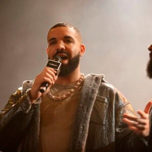 Drake speaks onstage during Drake's Till Death Do Us Part rap battle on October 30, 2021 in Long Beach, California.